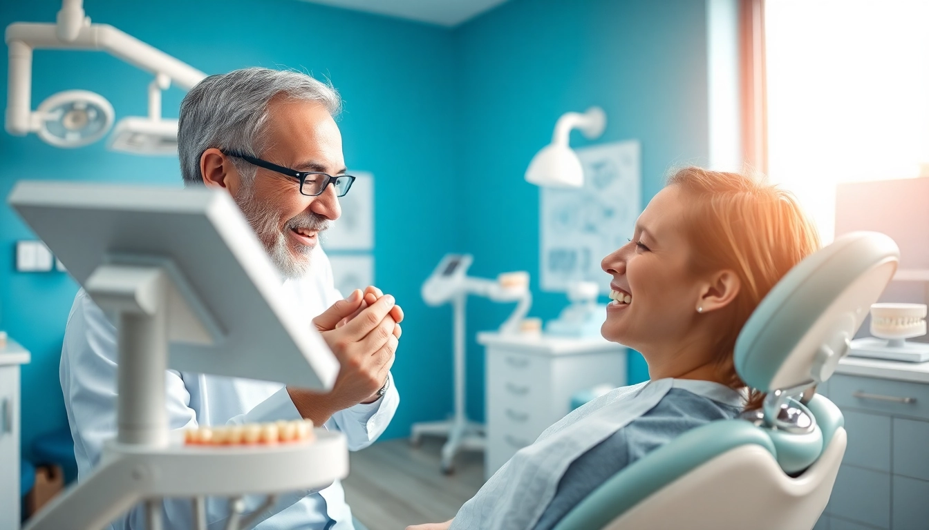 Orthodontist Myrtle Beach consulting with a patient in a bright dental office.